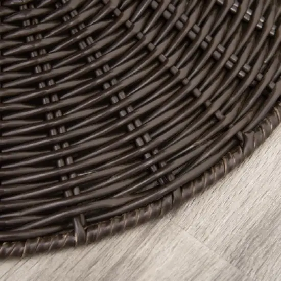 PawHut 27" Hooded Wicker Elevated Cat Bed Rattan Kitten Condo Round with Cushion image {5}