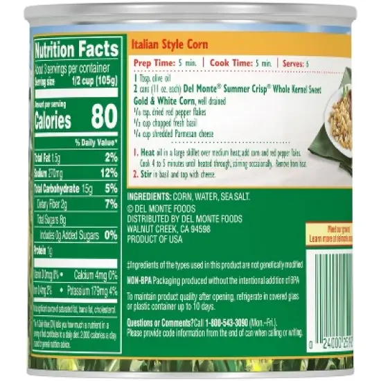 Del Monte Summer Crisp Gold & White Corn - 11oz image {1}