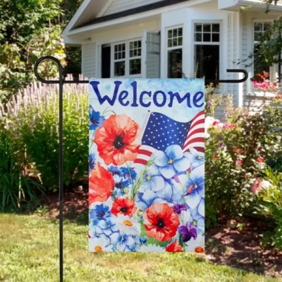 Northlight Welcome Patriotic Americana Outdoor Floral Garden Flag 18" x 12.5" image {2}