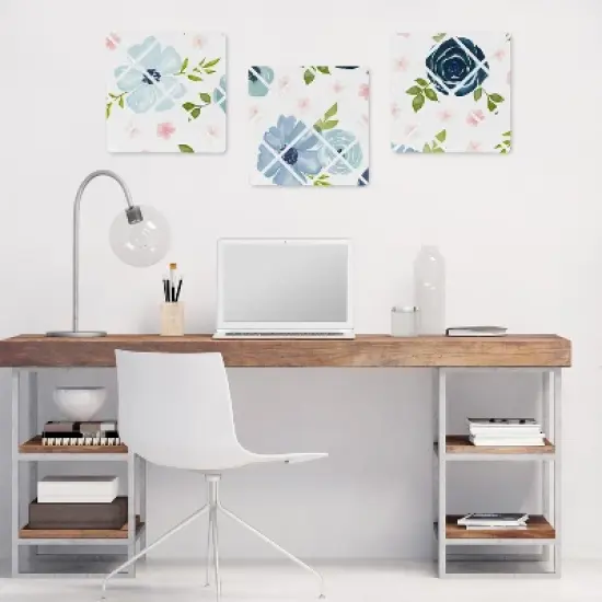 Sweet Jojo Designs Girl Fabric Photo Memo Board Watercolor Floral Blue Pink and White image {1}