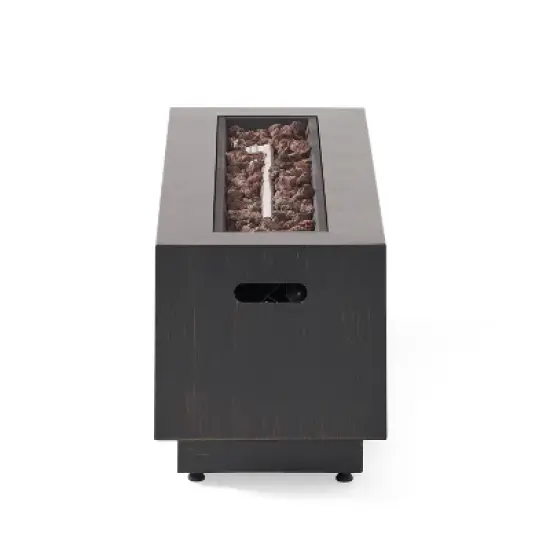 Wellington Outdoor 50000 BTU Rectangular Fire Pit Brushed Brown - Christopher Knight Home image {4}