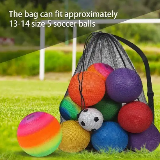 GSE 30"x40" Extra Large Mesh Sports Ball Equipment Drawstring Bag with Adjustable Shoulder Strap for Soccer, Basketball, Volleyball, Gym image {4}