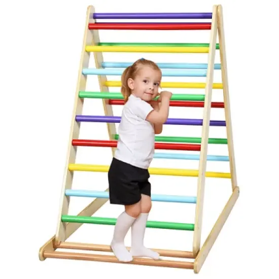 Costway Foldable Wooden Climbing Triangle Indoor Climber w/Ladder for Baby Toddler image {7}
