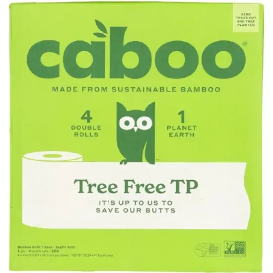 Caboo 300 Sheet Bamboo Bath Tissue - Case of 10/4 pack image {1}