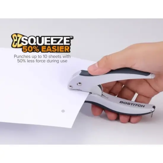 Bostitch EZ Squeeze&trade; 1-Hole Punch, Gray, Pack of 5 image {3}