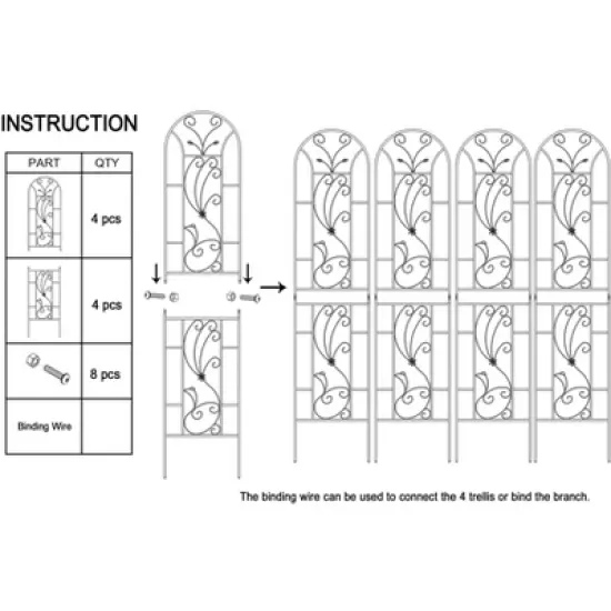 Lirago Black 4 pieces Weatherproof Multi-functional Outdoor Screen-Laser-Cut Galvanized Steel Panel 86.61"Hx19.68"Wx0.51"D image {4}