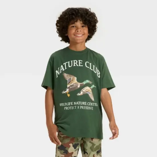 Boys' Mallard Nature Oversized Short Sleeve Graphic T-Shirt - Green image {4}