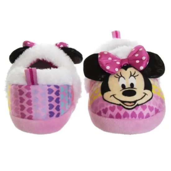 Disney Kids Girl's Minnie Mouse Slippers - Plush Lightweight Warm Comfort Soft Aline House Slippers - MultiColor (size 5-12 Toddler-Little Kid) image {5}