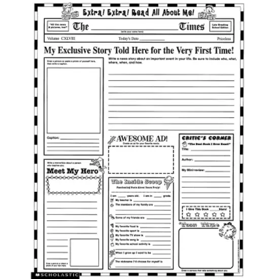 Scholastic Teaching Solutions Instant Personal Poster Sets: Extra, Extra, Read All About Me!, Set of 30 image {3}
