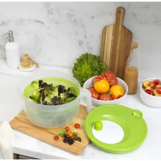 GoodCook Ready 6qt Salad Spinner: Dishwasher-Safe, Plastic, 3-Piece, Green, 10"x10"x7" image {4}