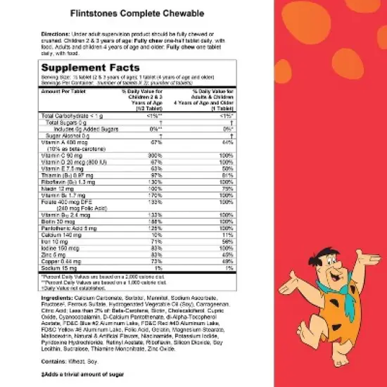 The Flintstones Complete Chewable Kids Vitamins - Fruit Flavors - 70ct image {9}