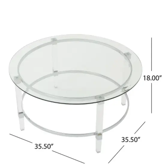 Glass Coffee Table Cocktail Table Center Table Side Table Small Table, Round/Rectangular-Christopher Knight Home image {2}