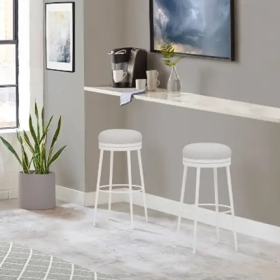 Aubrie Backless 30" Swivel Barstool Off White/Silver - Hillsdale Furniture image {3}