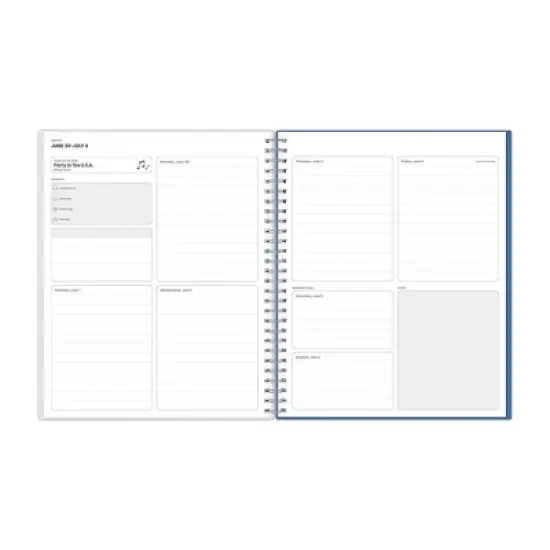 Blue Sky 8"x10" 2025-2026 Weekly/Monthly Spiral Planner Smooth Frosted Clarice Blue Bows image {4}