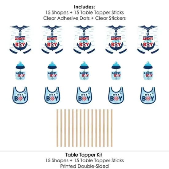 Big Dot of Happiness Ahoy It's a Boy - Nautical Baby Shower Centerpiece Sticks - Table Toppers - Set of 15 image {5}
