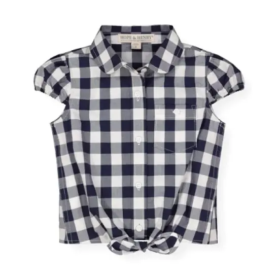 Hope & Henry Girls' Organic Cotton Tie-Front Button Down Top, Toddler image {5}