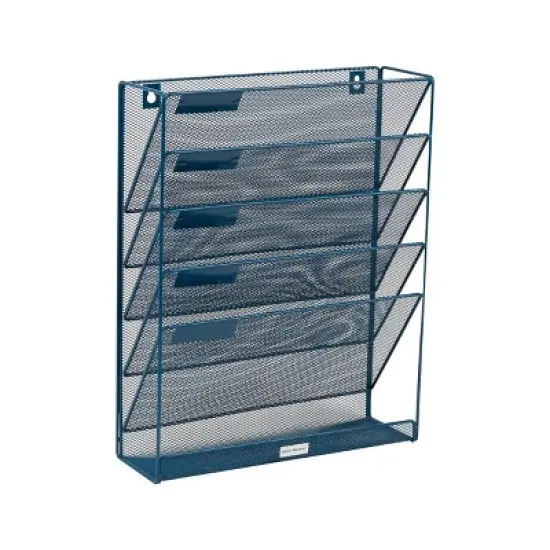 Mind Reader 5-Tier Vertical File Storage, Desktop Organizer, Wall Mount, Office, Metal Mesh, 12.75"L x 4"W x 16"H, Turquoise image {6}