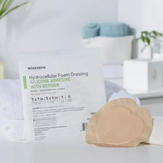McKesson Foam Dressing 7 x 7" Sacral with Border Film Backing image {5}