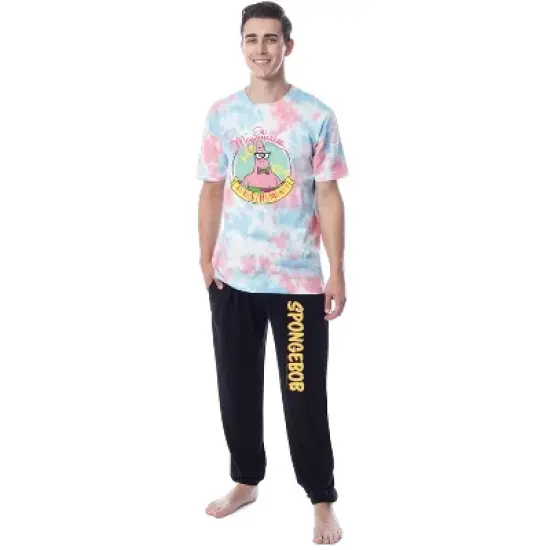 SpongeBob SquarePants Mens' Patrick Tie-Dye Funny Jogger Sleep Pajama Set Multicolored image {4}