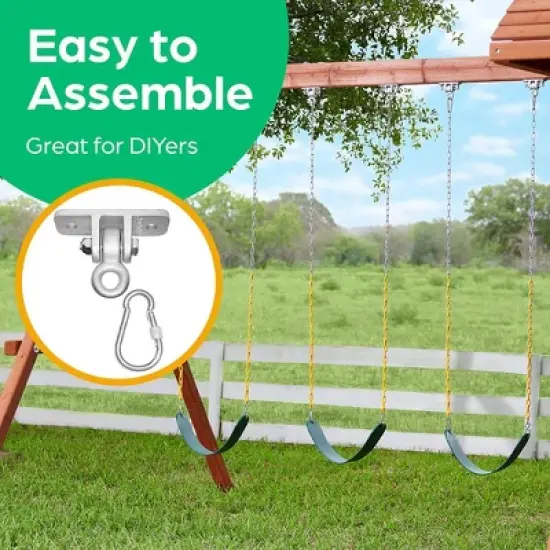 Jungle Gym Kingdom Indoor Outdoor Heavy Duty Swingset Hanger Brackets with Locking Snap Hooks for Playground, Porch, or Patio image {2}