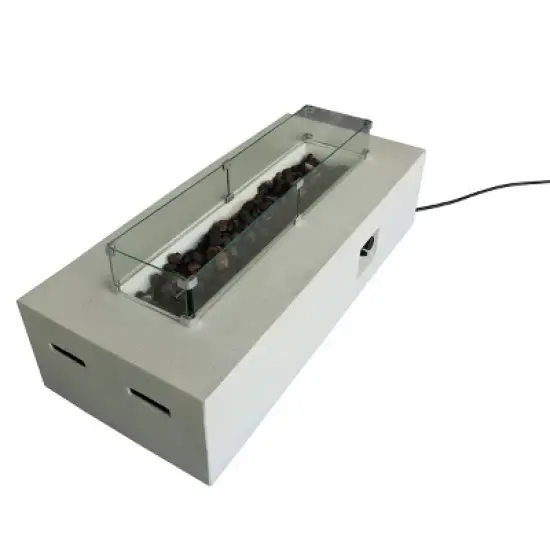 Rectangular Fiber-Reinforced Concrete Propane Outdoor Fire Pit Table image {6}