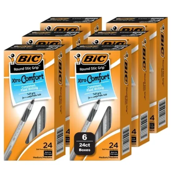 BIC Round Stic Xtra Life Ballpoint Pens, Medium Point (1.0mm), 144-Count Pack of Bulk Pens, No. 1 Selling Ballpoint Pens image {8}