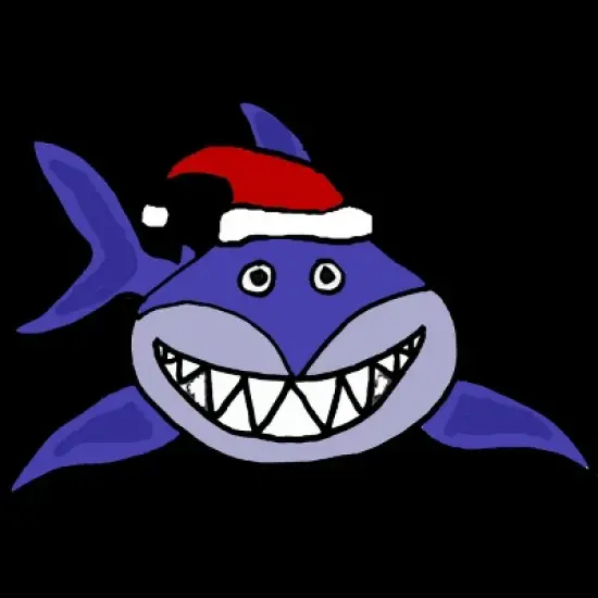 Junior's Design By Humans Funny Christmas Shark in Santa Hat By SmileToday T-Shirt image {1}