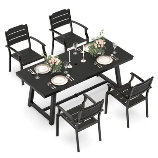 Arceso Outdoor Dining Table, 70 Inch  Outdoor Dining Table for 6, Outdoor Table for Patio, Lawn, Garden, Indoor and Backyard image {1}