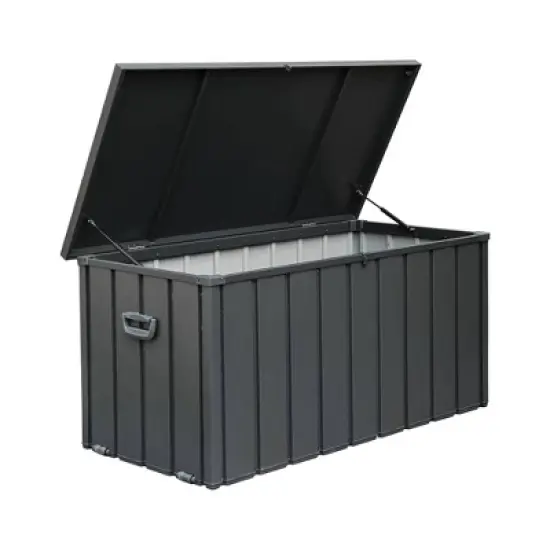 WELLFOR 100 gal Steel Deck Box Dark Gray image {6}