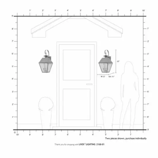 Livex Lighting Mansfield 2 - Light Wall Light in  Antique Brass image {4}