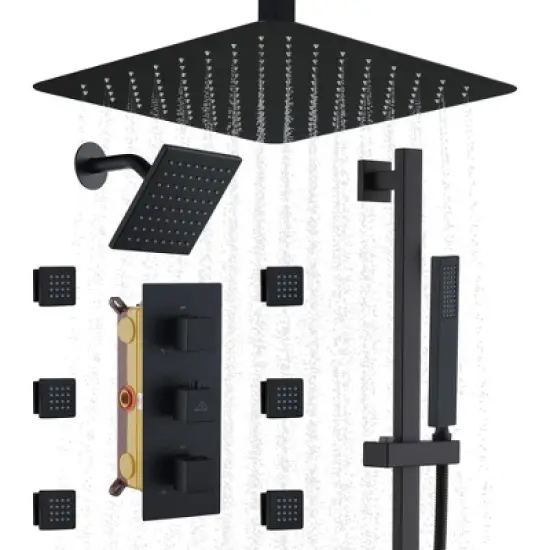CASAINC 4 Function Single Handle 1-Spray Thermostatic Shower Faucet image {5}