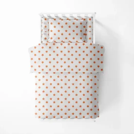 Bacati - Stars Orange Muslin 4pc Toddler Bedding Set image {2}