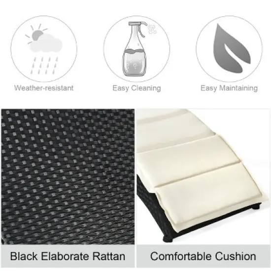 Tangkula 2PCS Foldable Rattan Wicker Chaise Lounge Chair w/ Cushion Patio Outdoor image {7}