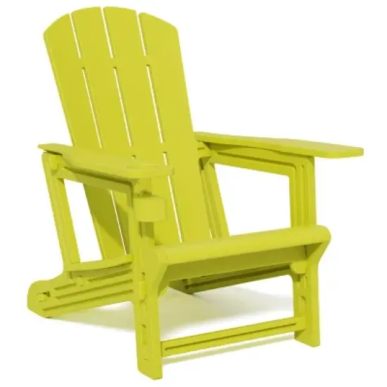 FURNIinspire Patio Accent Chairs Outdoor Folding Chairs Adirondack Chair, Portable Chair With Handles For Beach, Backyard, Yellow, 31.4"*29.6"*36.4" image {5}