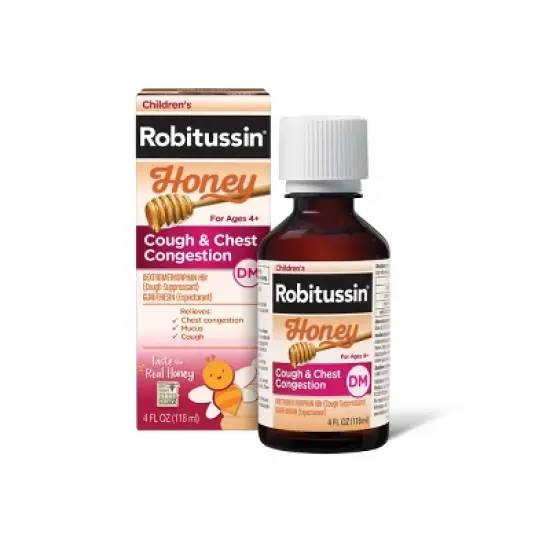 Children's Robitussin Cough & Chest Congestion DM Relief Liquid - Dextromethorphan - Honey - 4 fl oz image {9}
