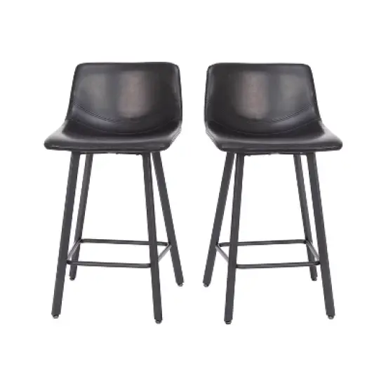 Flash Furniture Caleb Modern Armless 24 Inch Counter Height Stools Commercial Grade with Footrests and Matte Metal Frames, Set of 2 image {11}