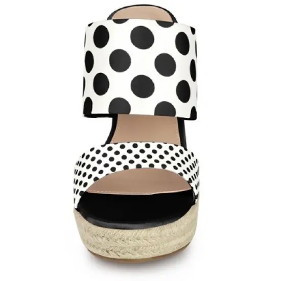 Allegra K Women's Polka Dots Platform Espadrille Wedge Heel Sandals image {1}