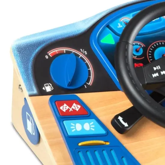Melissa & Doug Vroom & Zoom Interactive Wooden Dashboard Steering Wheel Pretend Play Driving Toy image {3}