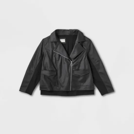 Women's Adaptive Seated Fit Moto Jacket - Universal Thread&trade; Black image {4}