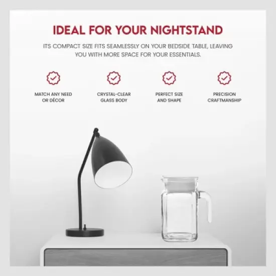 Amici Home Italian Igloo Quadra Glass Pitcher with Lid and Spout, Clear Glass Water Pitcher for Refrigerator, Carafe for Iced Tea, Juice, Milk, Brew image {3}