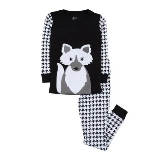 Leveret Kids Two Piece Cotton Animal Face Pajamas image {4}