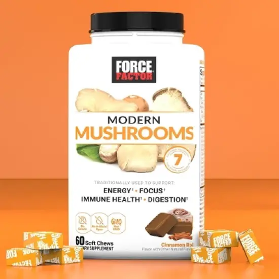 Force Factor Modern Mushrooms Vegan Soft Chews - Cinnamon Roll - 60ct image {1}