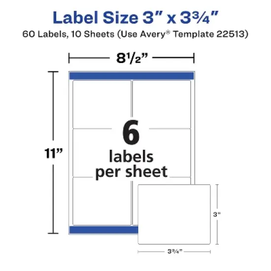 Avery Shipping Labels with Sure Feed, 3-1/3" x 4", Matte Clear Labels, Easy Peel, Permanent, Laser/Inkjet, 60 Printable Labels (22513) image {4}
