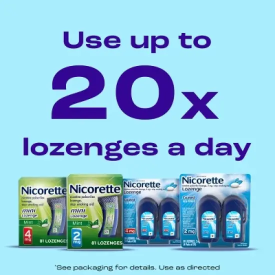 Nicorette 4mg Coated Nicotine Lozenge Stop Smoking Aid - Ice Mint image {2}