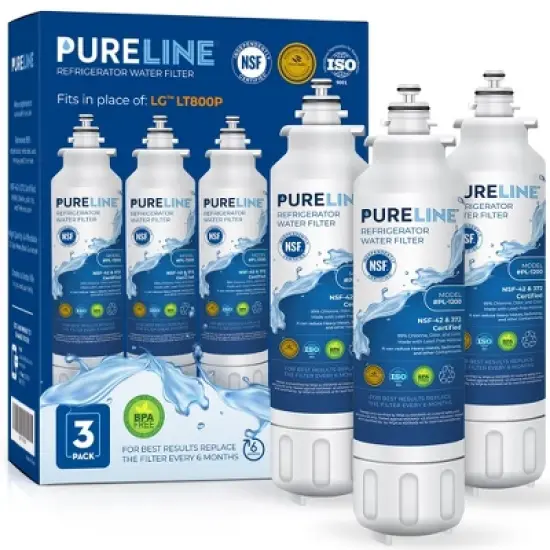 PureLine LG LT800P Refrigerator Water Filter Replacement ADQ73613401, LSXS26326S, LMXS30776S, LMXC23746S, LSXS26366S, Kenmore 46-9490, R-9490 (3-Pack) image {7}