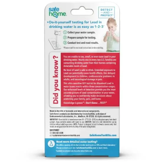 Safe Home Lead in Drinking Water DIY Test Kit: EPA Standards Household Water Test, No Warranty image {1}
