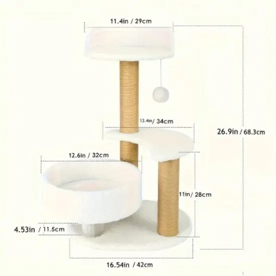 Multi-Layer Cat Tree Tower, Indoor Cat Furniture with Scratching Posts and Interactive Ball Toy, Stable Climbing Activity Center for Cats image {4}