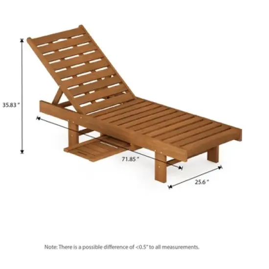 HOMLUX Outdoor Patio Lounge Chair Chaise Recliner with Adjustable Backrest & Side Tray image {6}