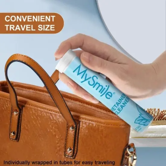 MySmile Retainer Cleaner 120 Tablets, Remove Odors, Stains & Plaque from Aligners, Mouth Guards & More (Mint & Orange Flavor) image {6}