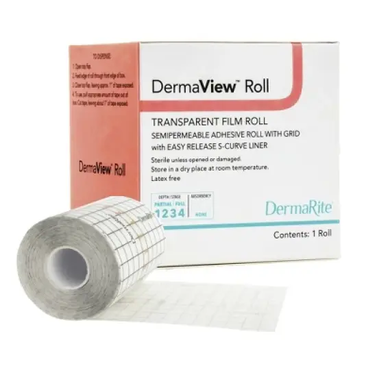 DermaView Transparent Film Dressing 2 Tab Delivery Roll 4" x 11 Yd Sterile 15411, 1 Ct image {3}